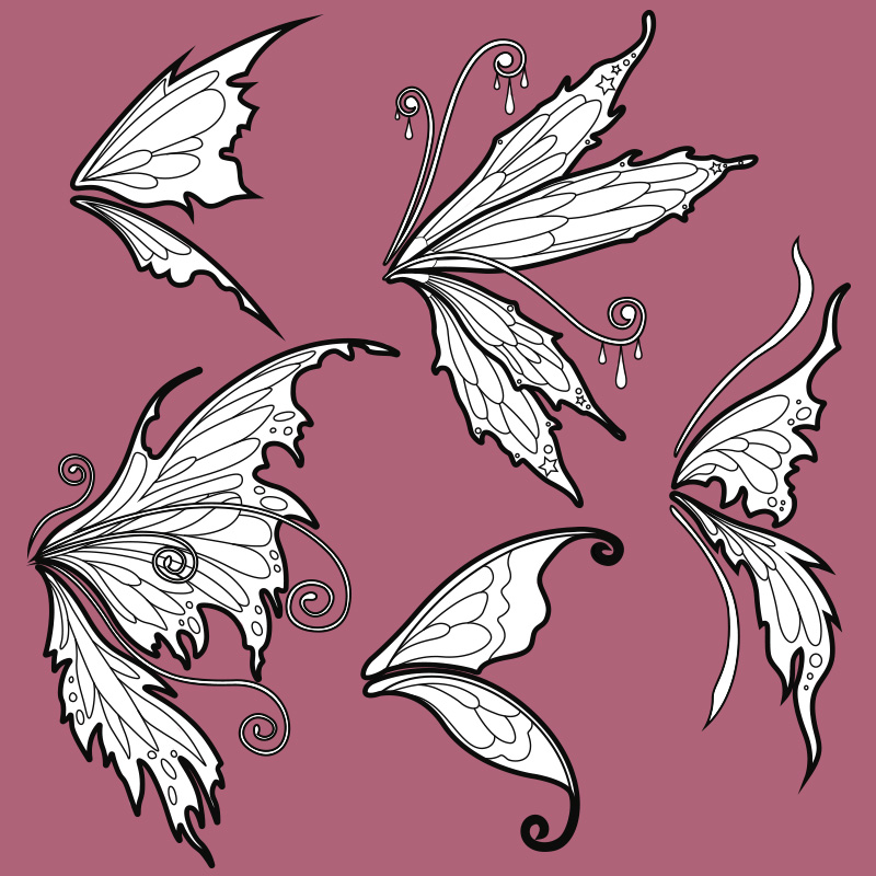 Fairy wings template collection - 5 wing shapes - Pretzl Cosplay